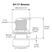 Garmin B117  Transducer, thru-hull, bronze, 0 deg, 600W